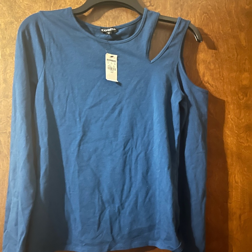 Express Women's Blue Cutout Top